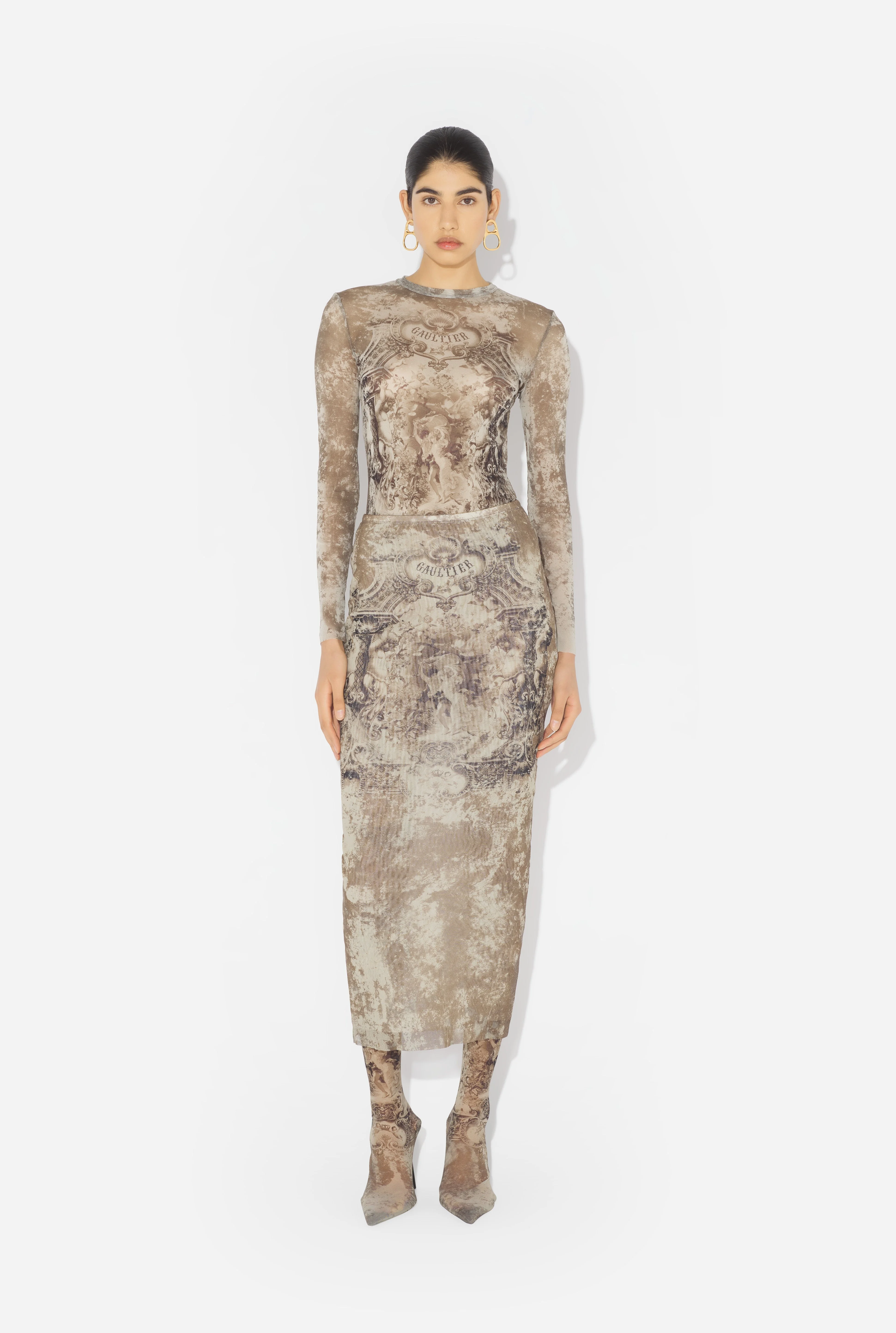 THE LONG BEIGE MÉDAILLON SKIRT - 1