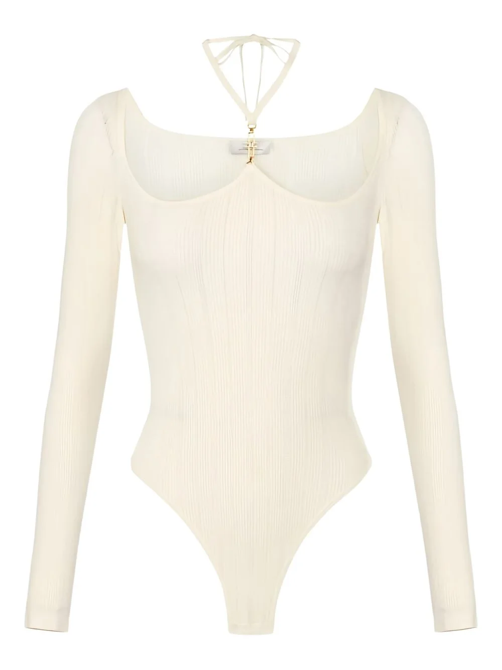 long-sleeve ribbed-knit bodysuit - 1