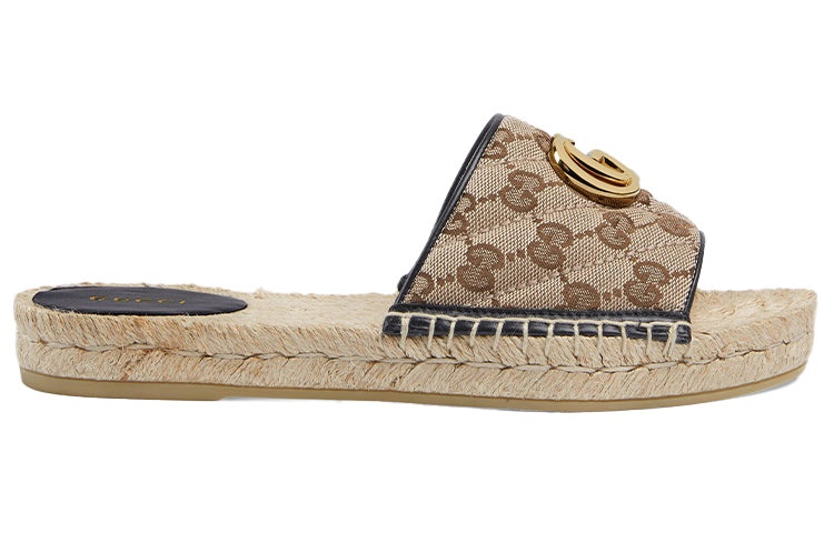 (WMNS) Gucci GG matelass canvas espadrille sandal 'Brown' 620120-KQWM0-9765 - 2