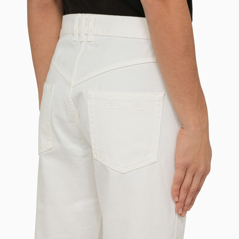 Balmain Regular White Cotton Trousers Men - 4