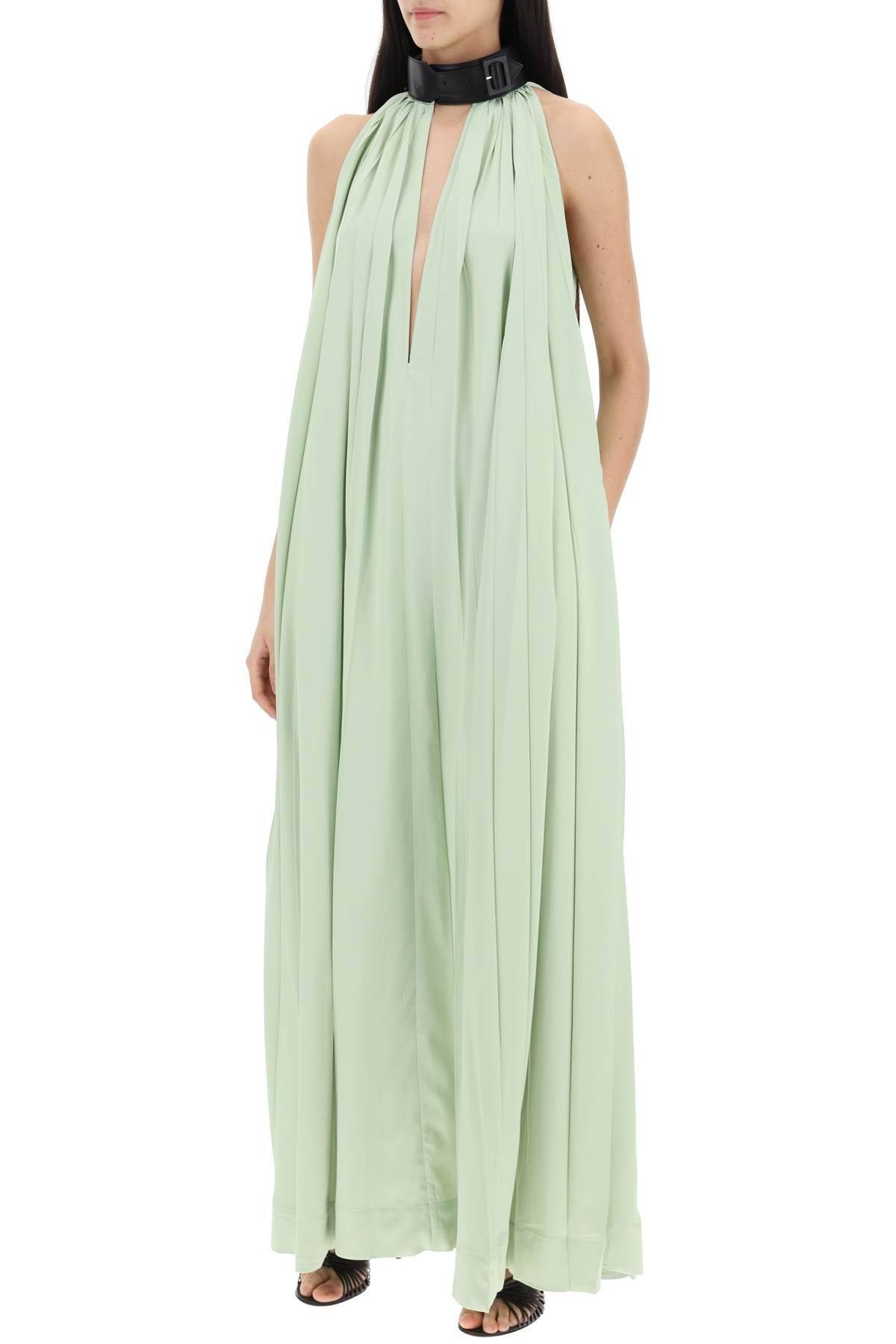 MAXI DRESS WITH LEATHER BUCKLE DETAIL - 5