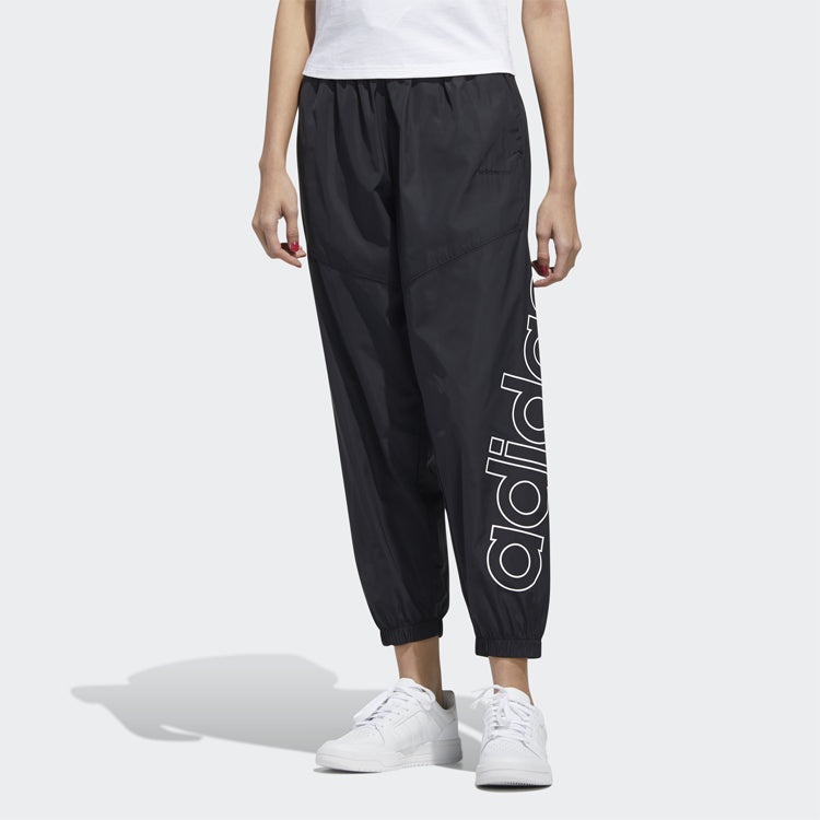 (WMNS) adidas neo Brlv Wvn Tp Logo Printing Sweatpants Black GK1497 - 3