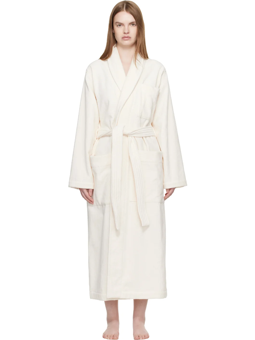 Off White Terry Classic Bathrobe - 1
