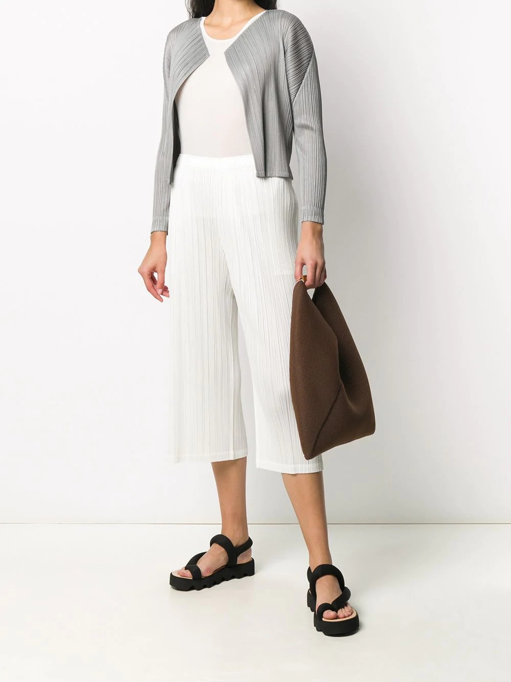 micro-pleated cropped jacket - 2