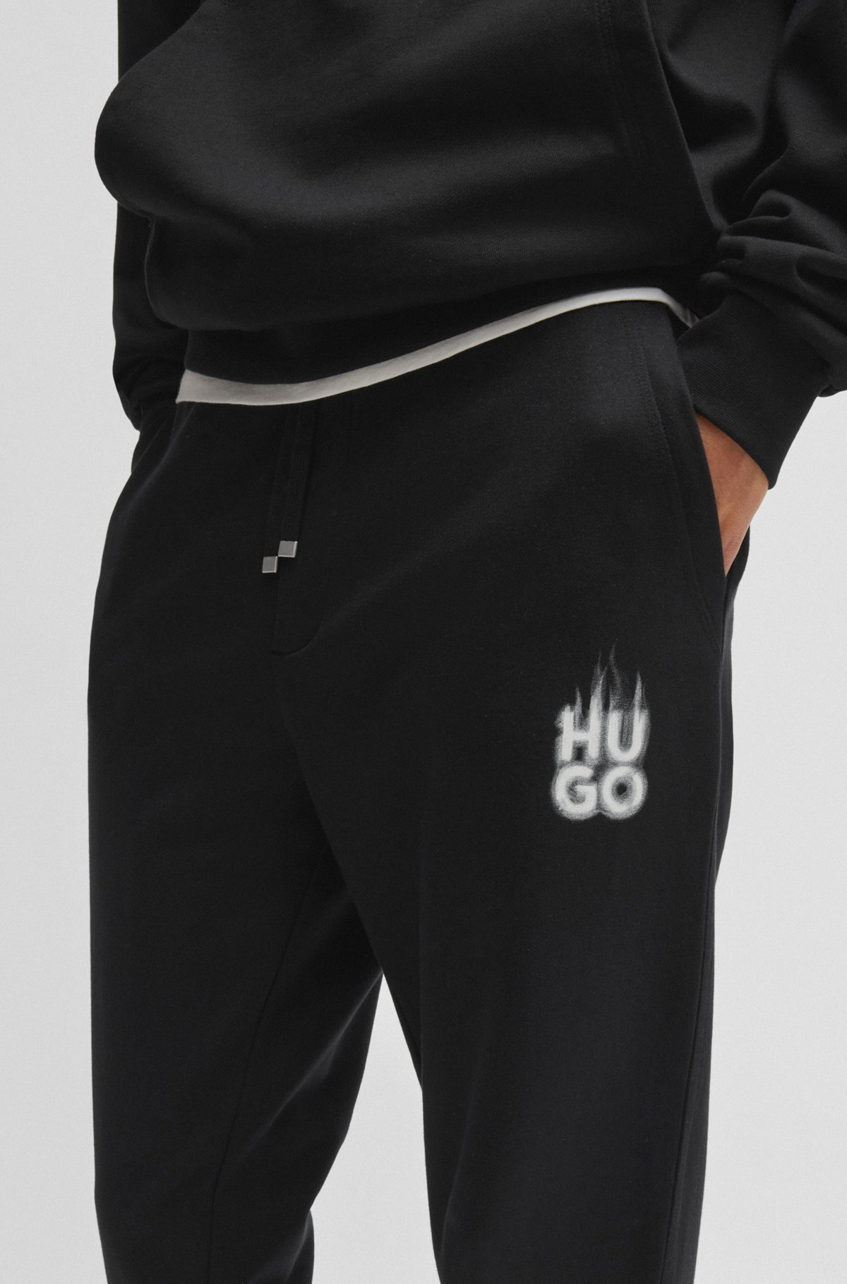 COTTON-TERRY TRACKSUIT BOTTOMS WITH SMOKE LOGO - 3