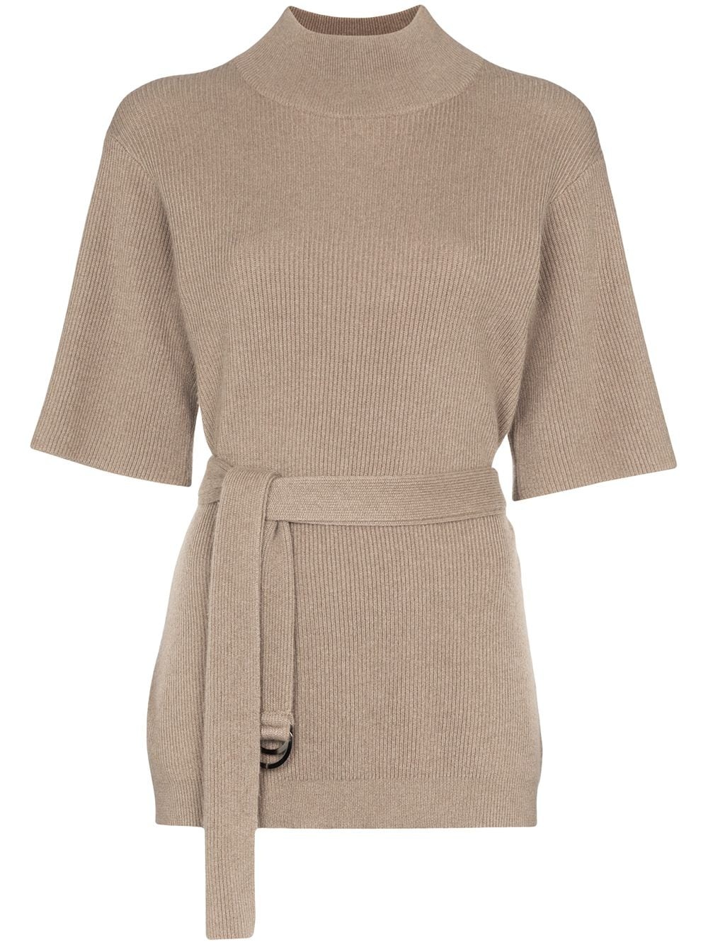 belted ribbed knit jumper - 1