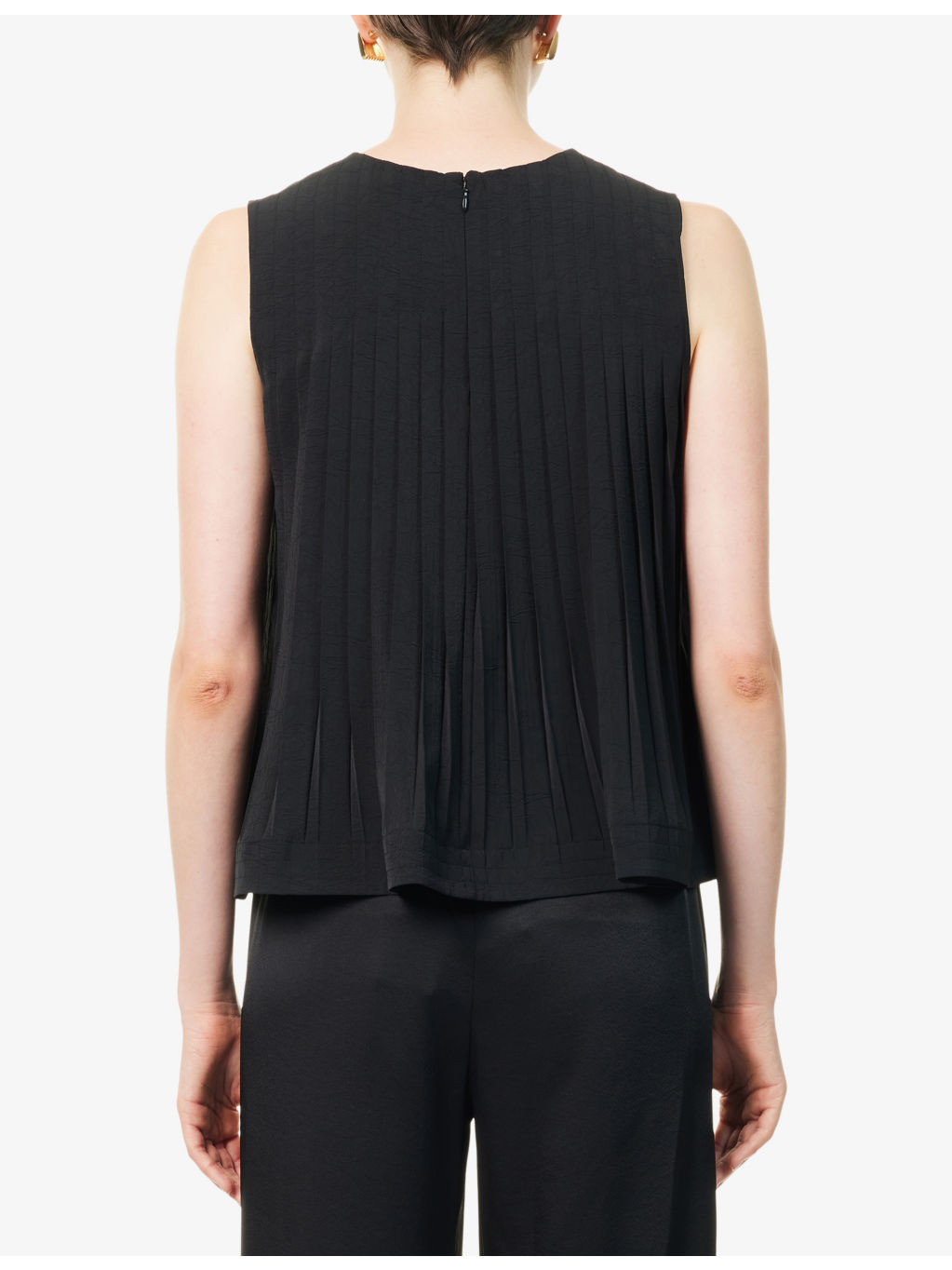 Pleated Sleeveless Woven Top - 4