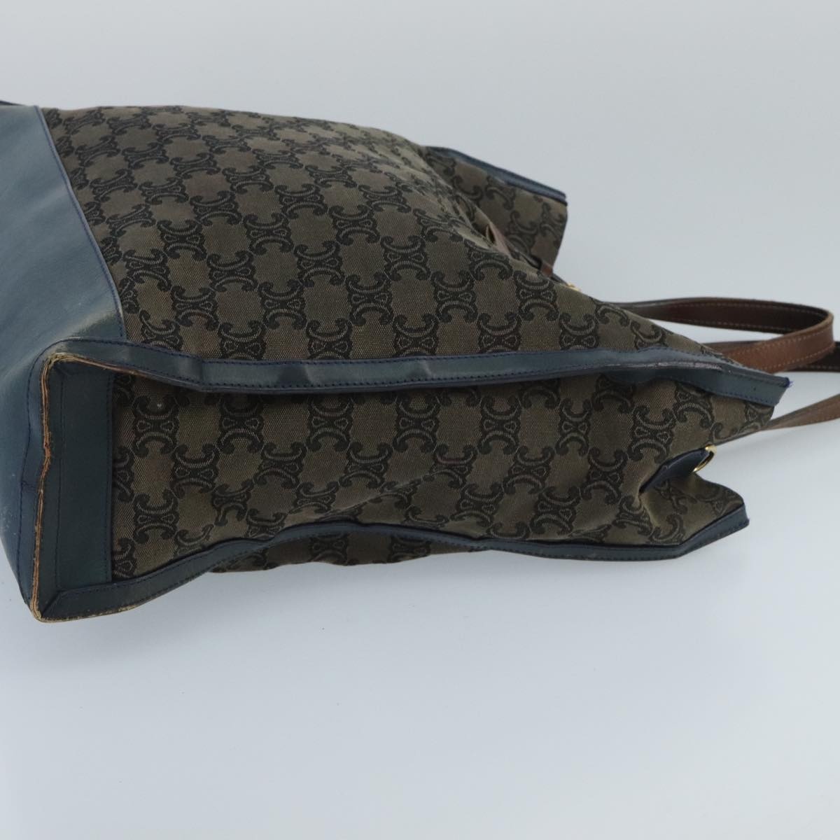 CELINE Paris Macadam Canvas Tote Bag Brown Navy Gold - 3