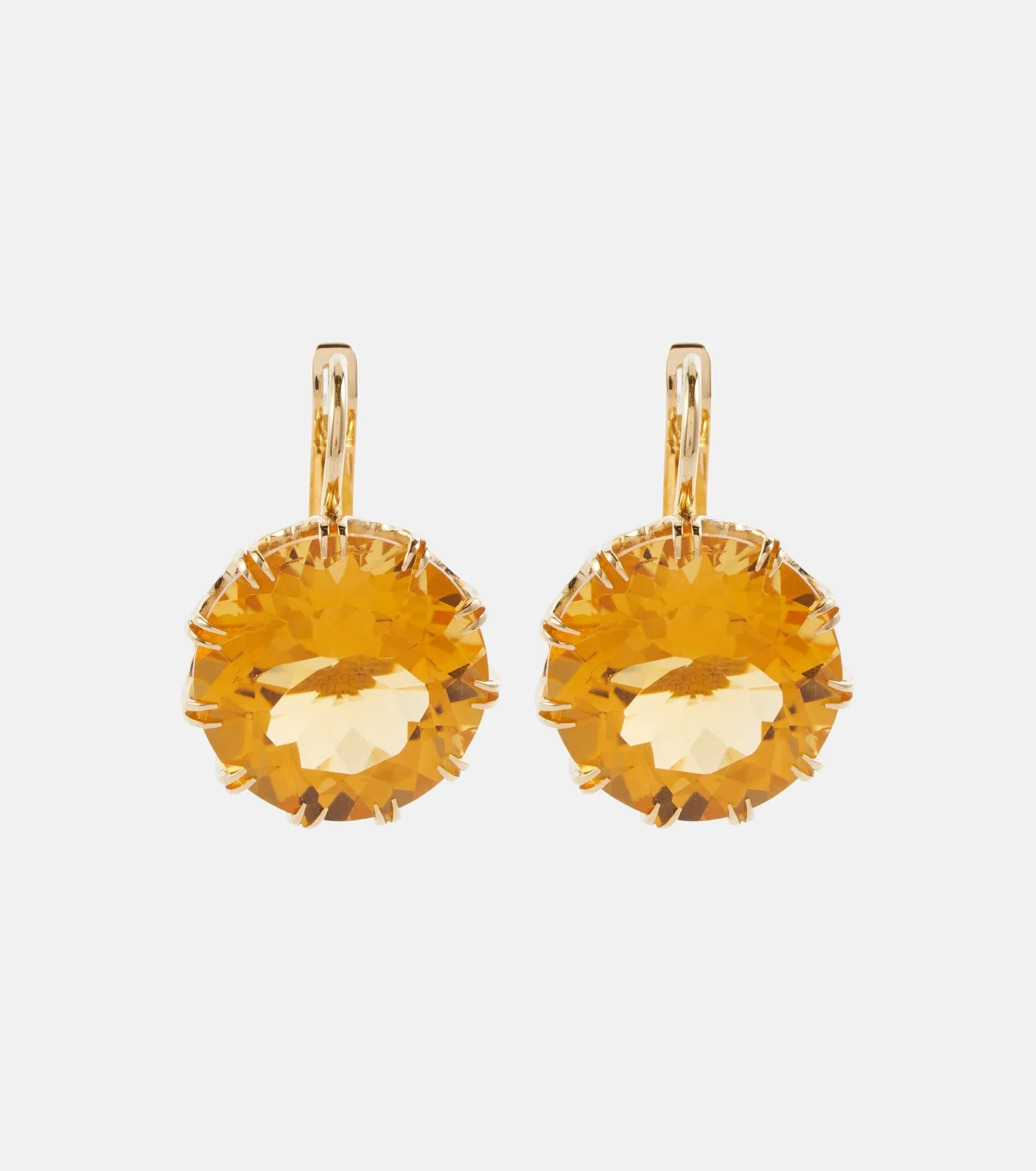 Crown Medium 18kt gold earrings with citrines - 1