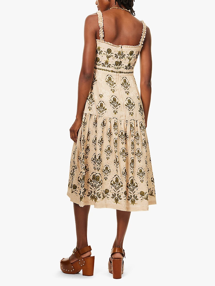 Nispero flower-print woven midi dress - 4