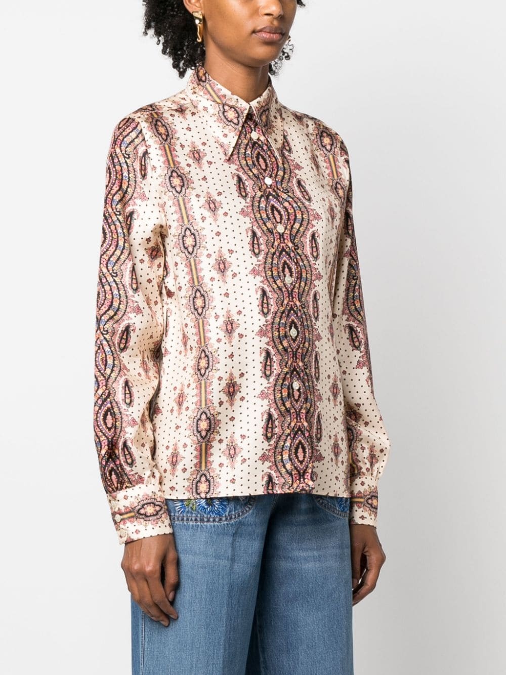 paisley-print long-sleeve silk shirt - 3