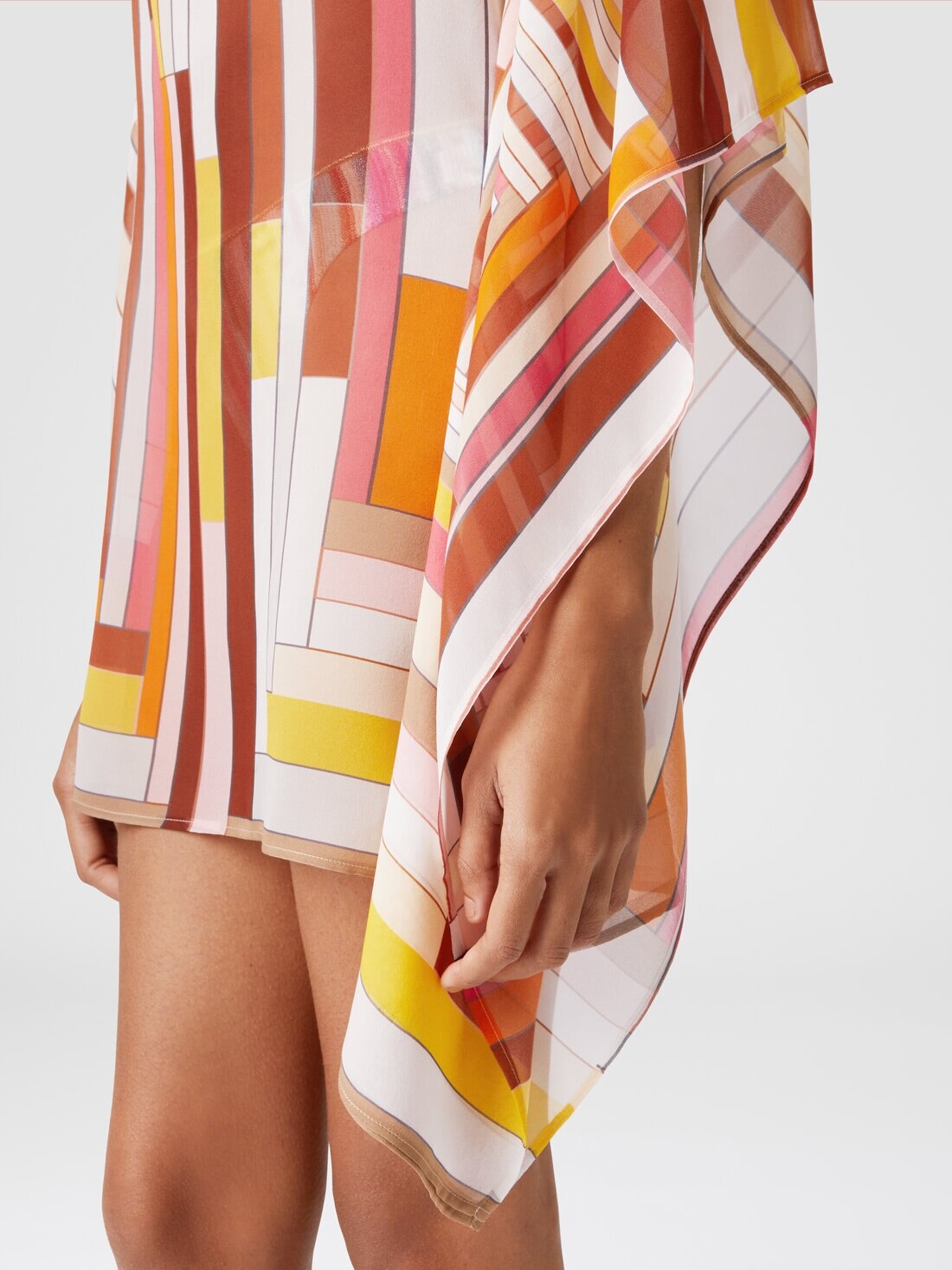 Short printed silk kaftan with wide sleeves - 5