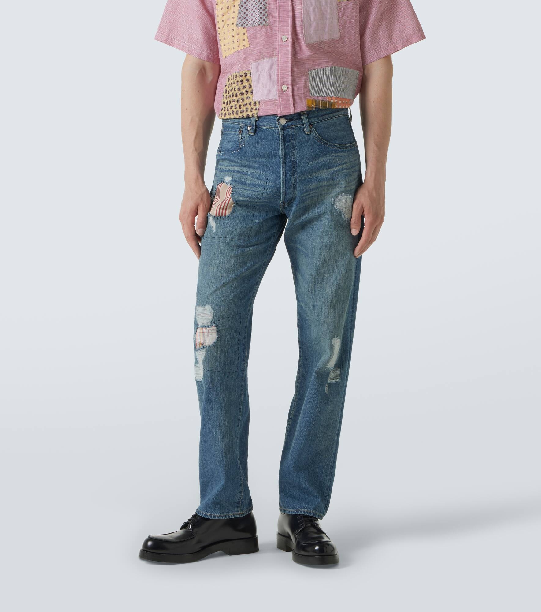 x Levi's® patchwork straight jeans - 3
