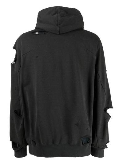 doublet logo-print ripped-detail hoodie outlook