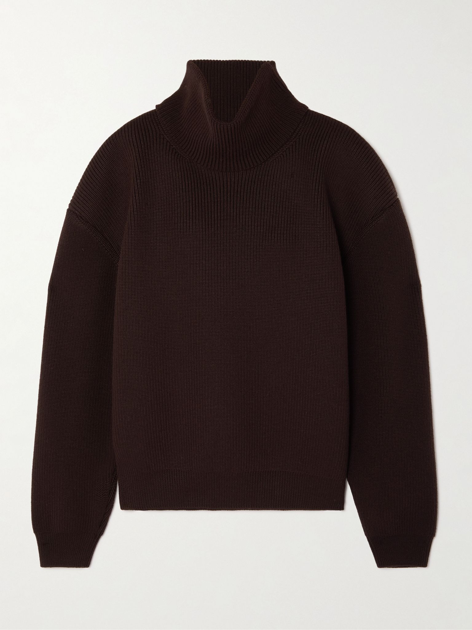 Ribbed wool turtleneck sweater Dark brown - 1