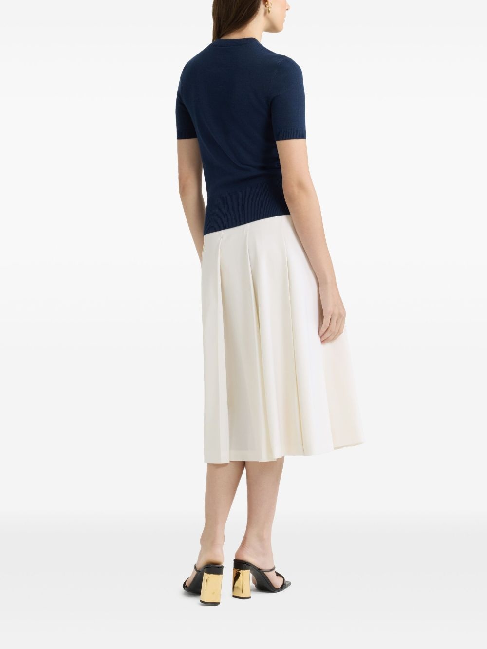logo-jacquard knitted T-shirt - 3