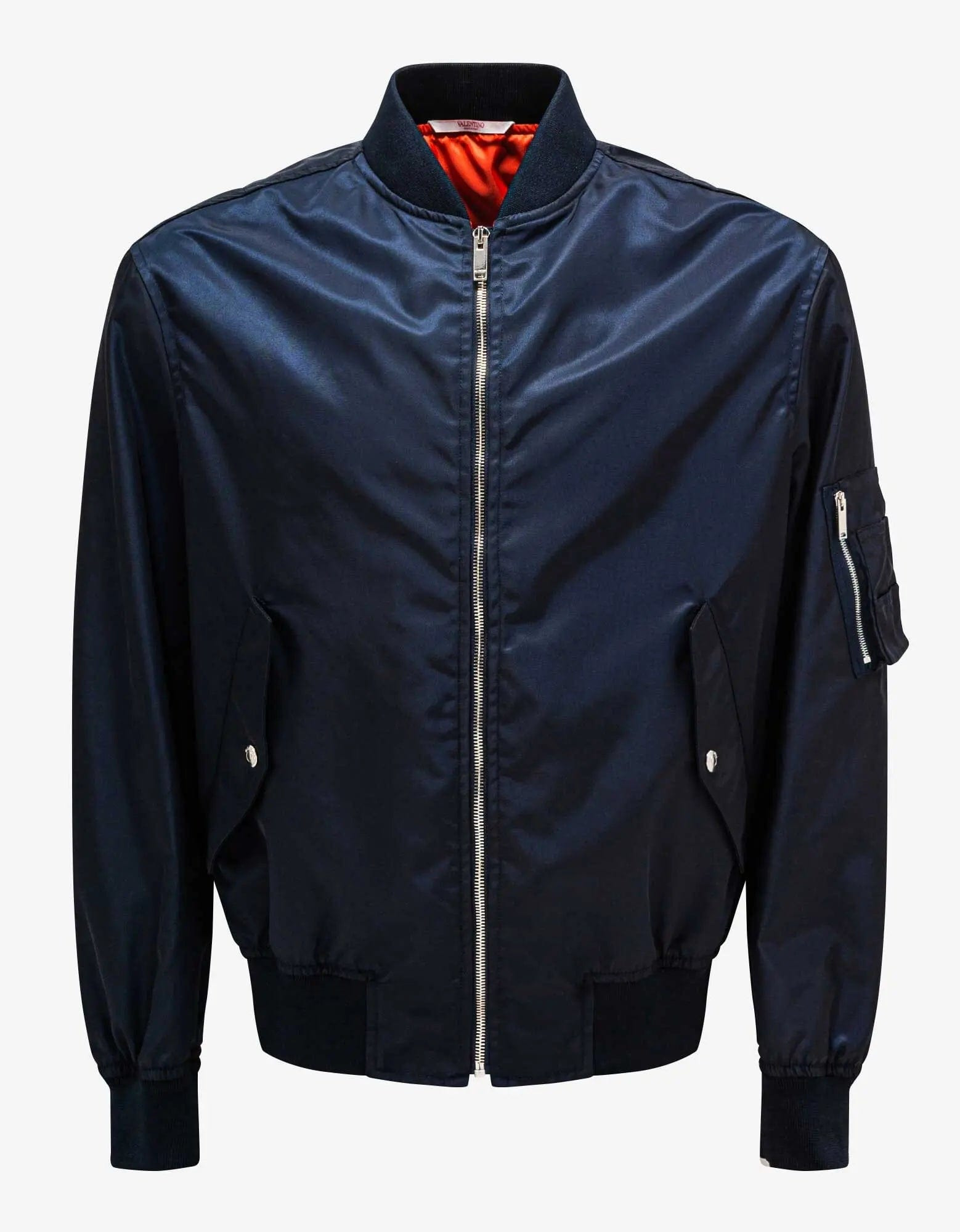 Valentino Navy Blue Neon Universe Logo Bomber Jacket - 1