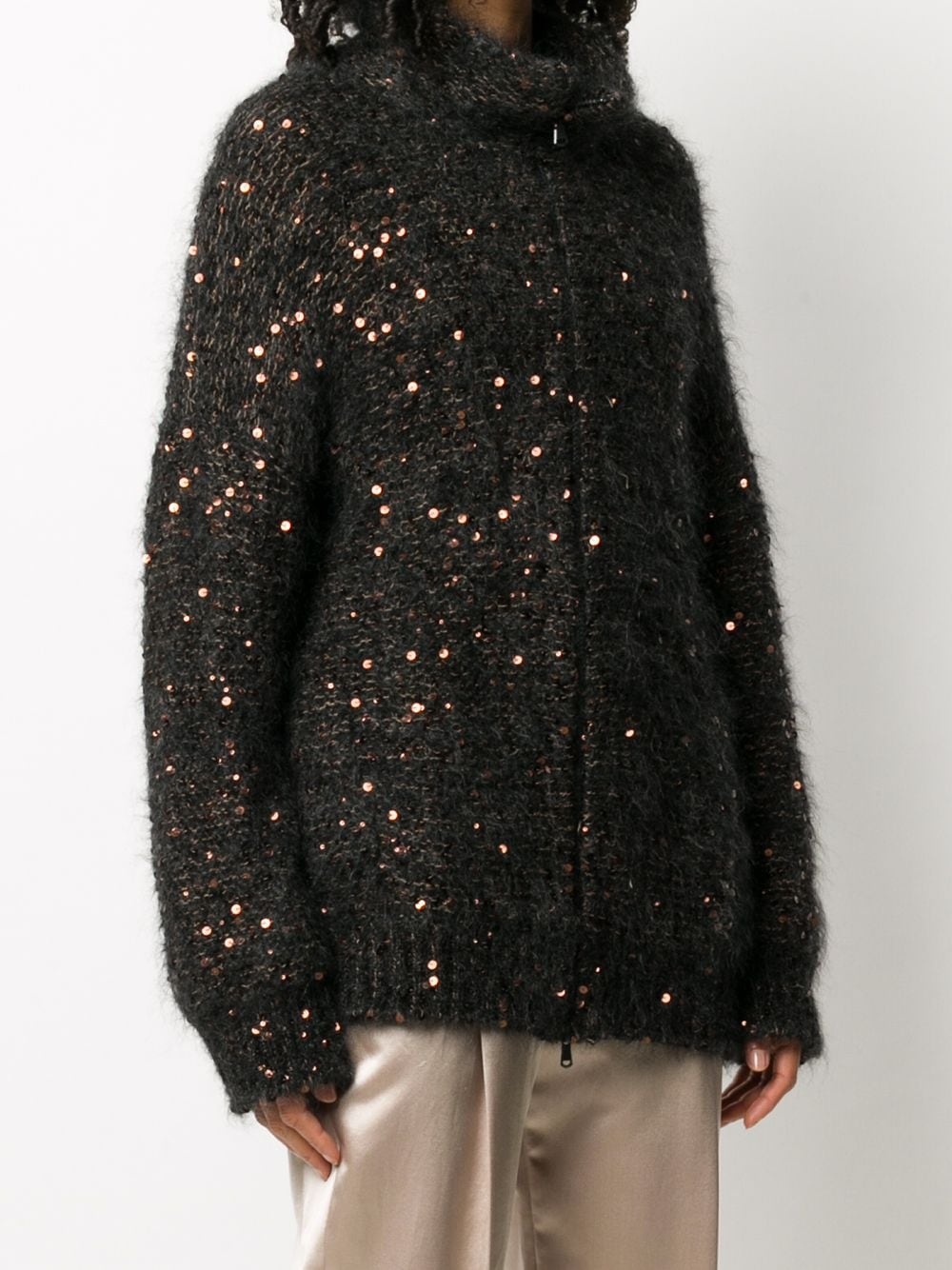 sequin knit zip cardigan  - 3