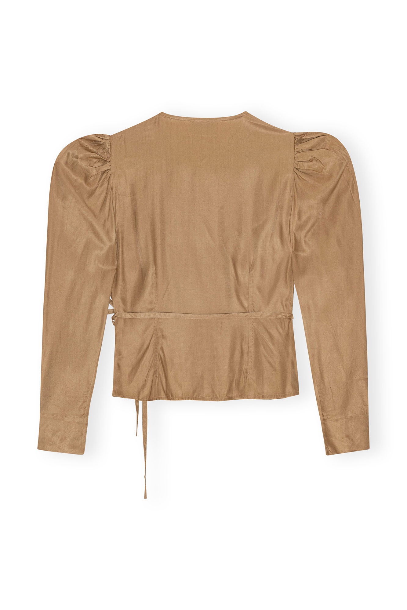 BROWN TWILL WRAP BLOUSE - 3
