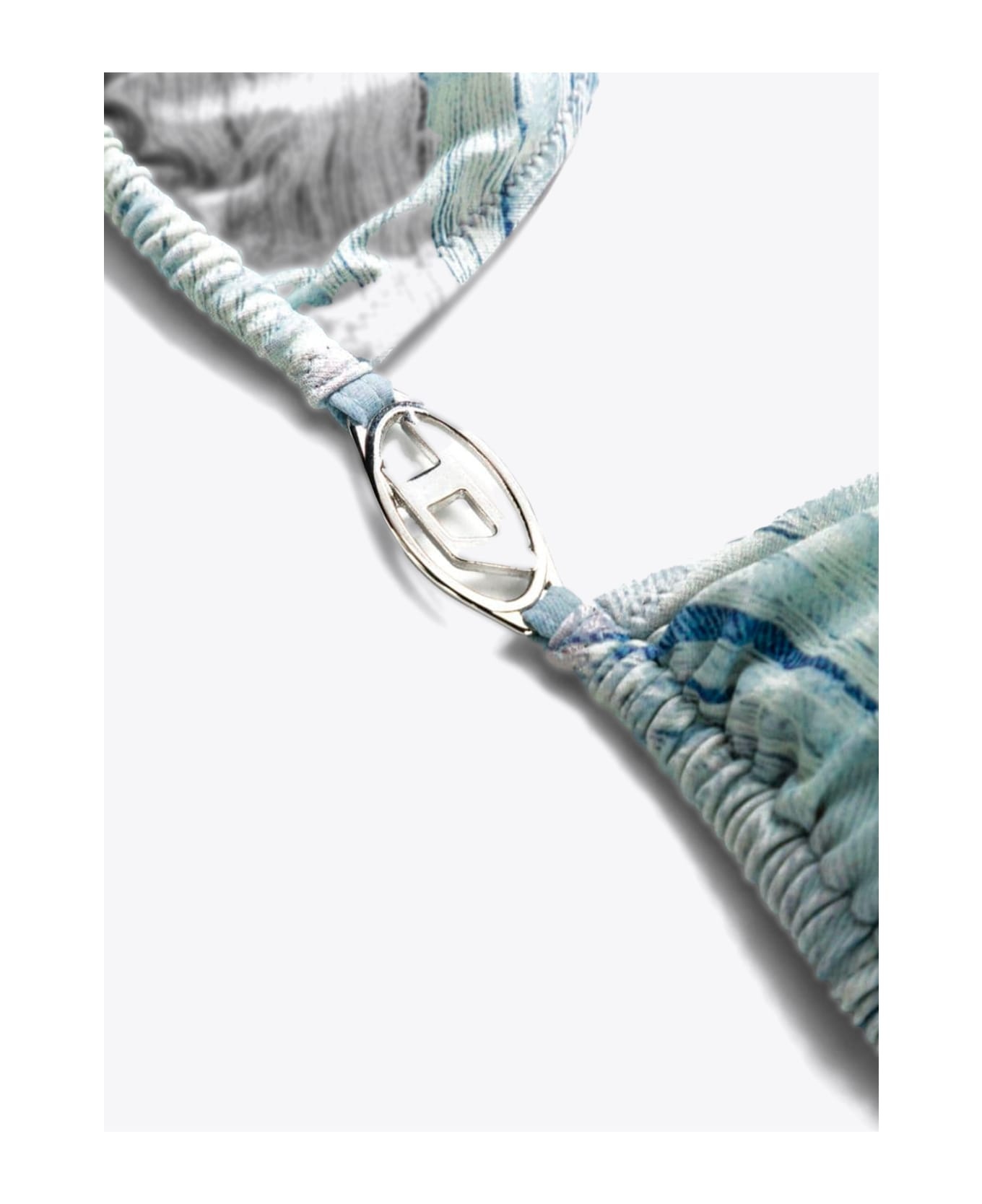 Bfb-sees-t Bikini Top In Denim Printed Lycra With Metal Oval D - Bfb Sees T - 3