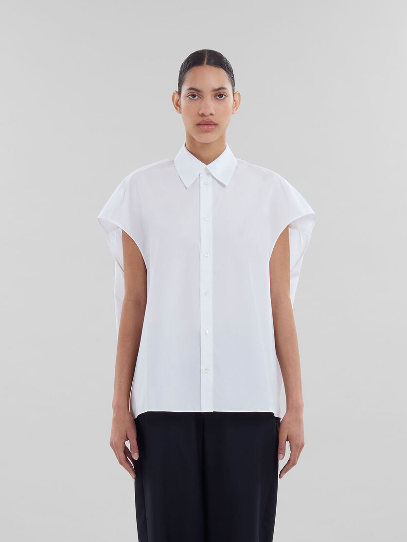 WHITE POPLIN COCOON SHIRT - 2