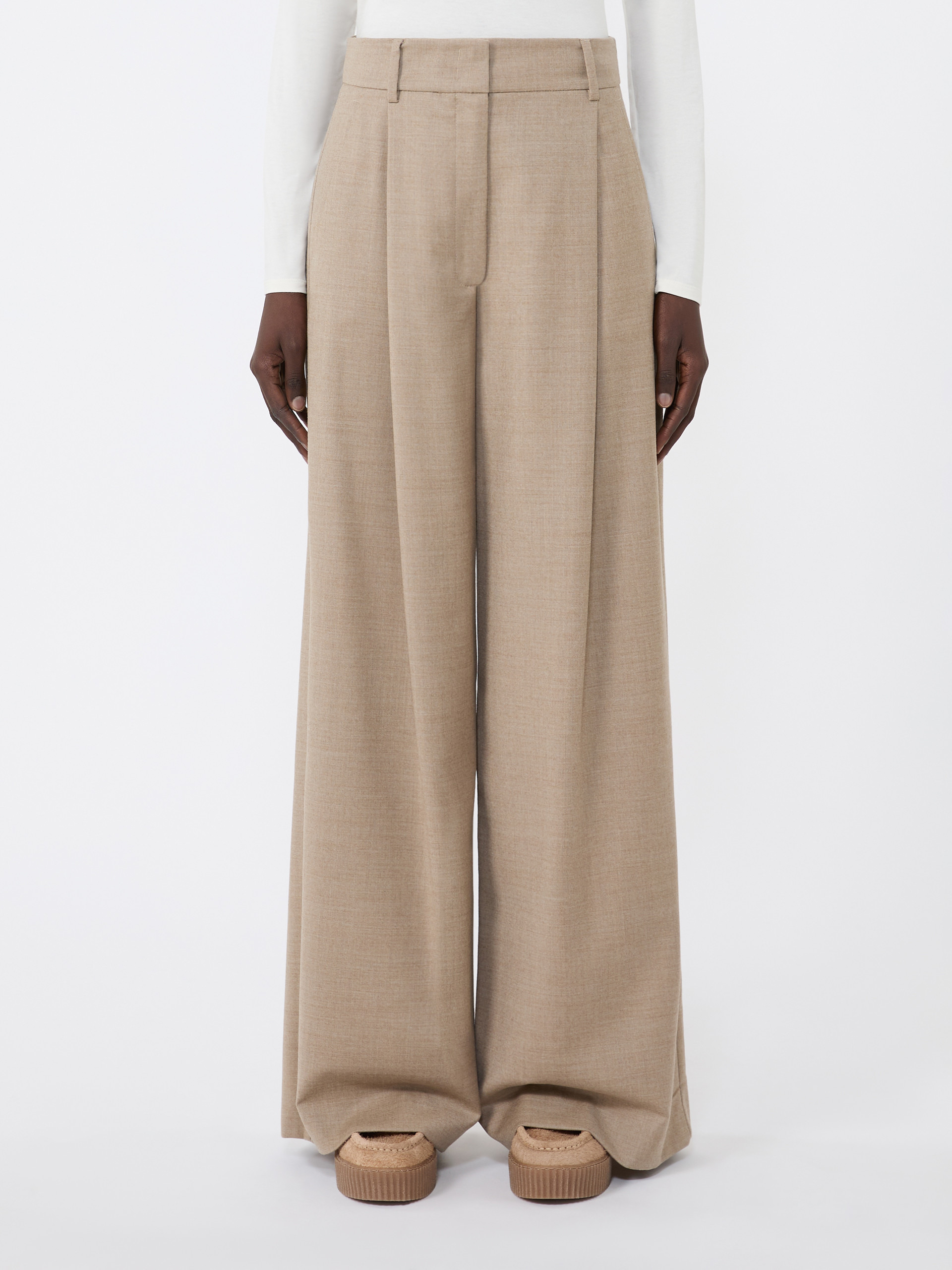 GLOBALE Wool flannel palazzo trousers - 3