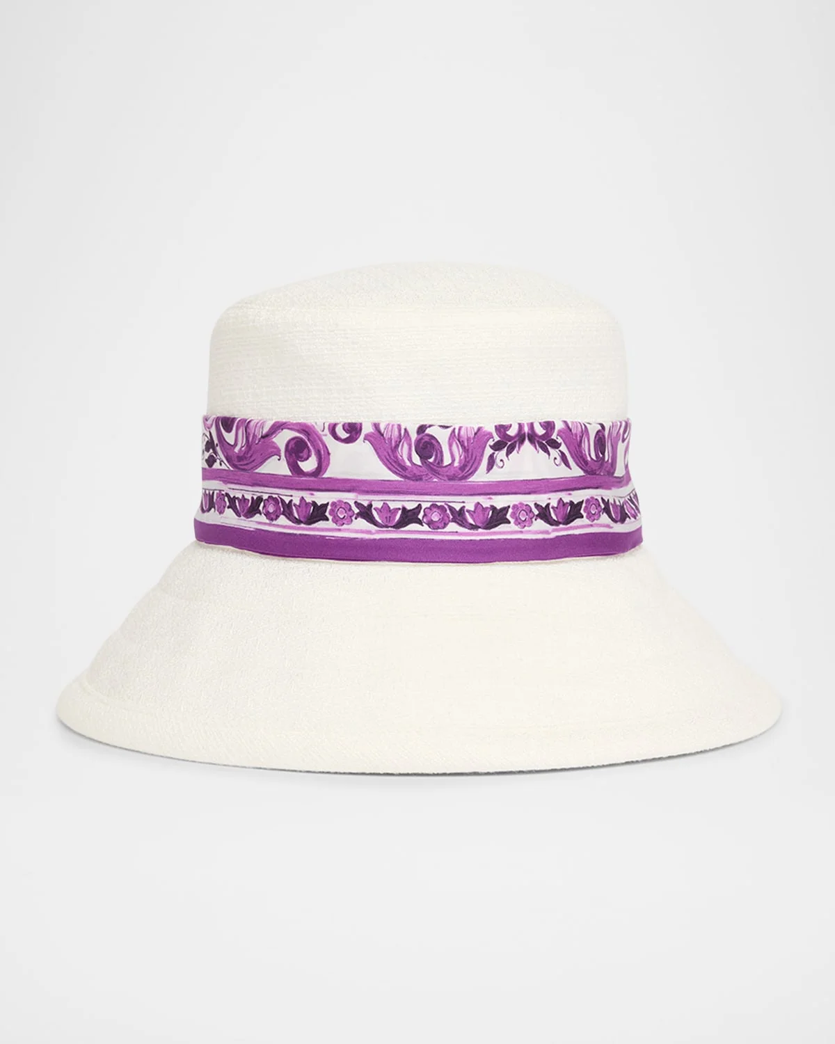 Cotton Bucket Hat With Silk Scarf - 1