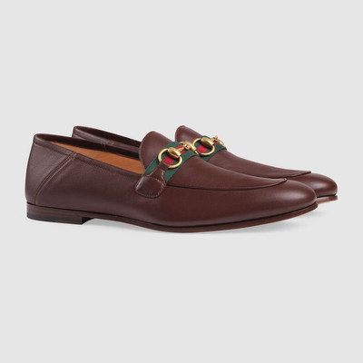 GUCCI Men's leather Horsebit loafer with Web outlook