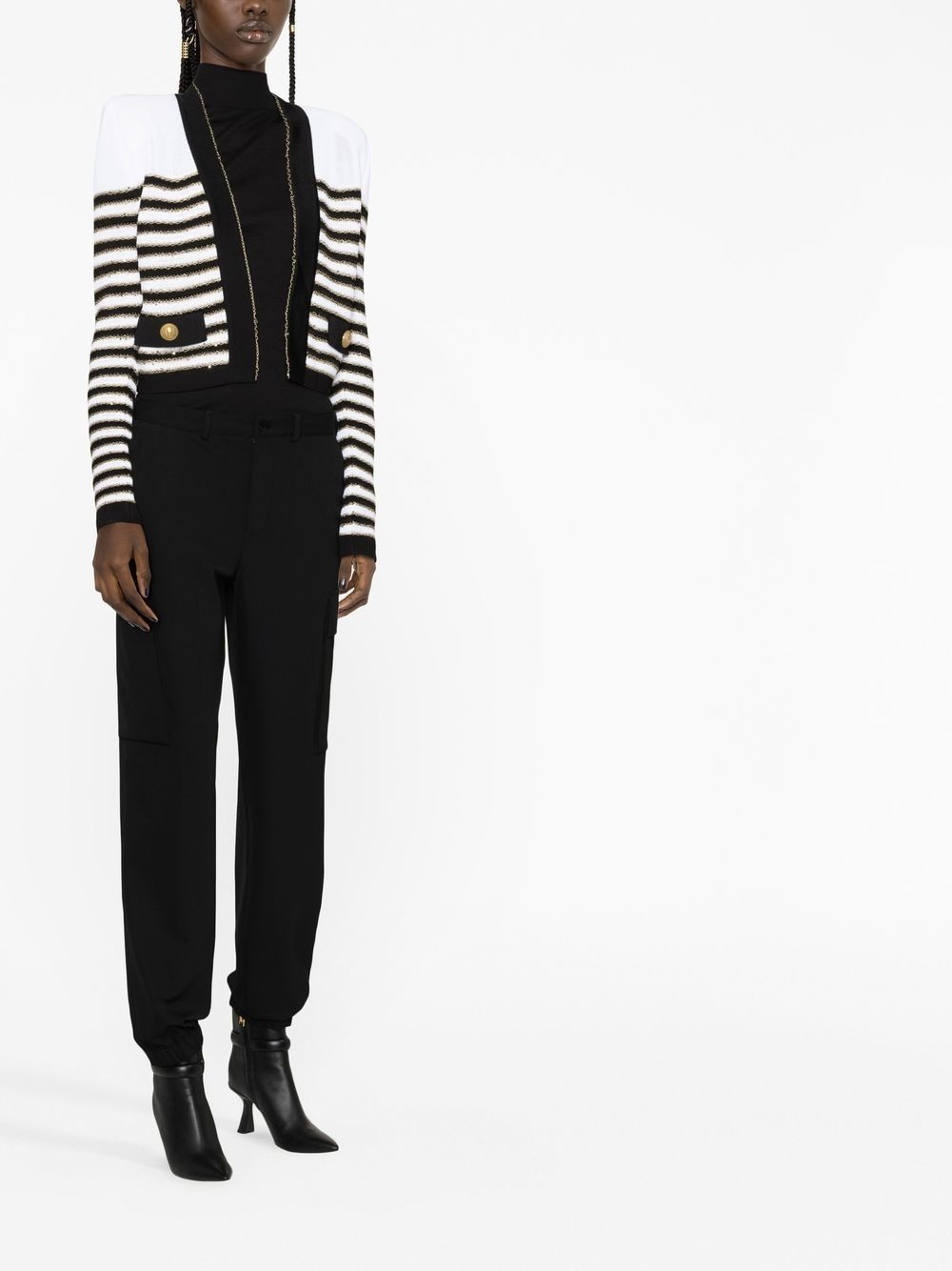 striped cropped jacket - 4