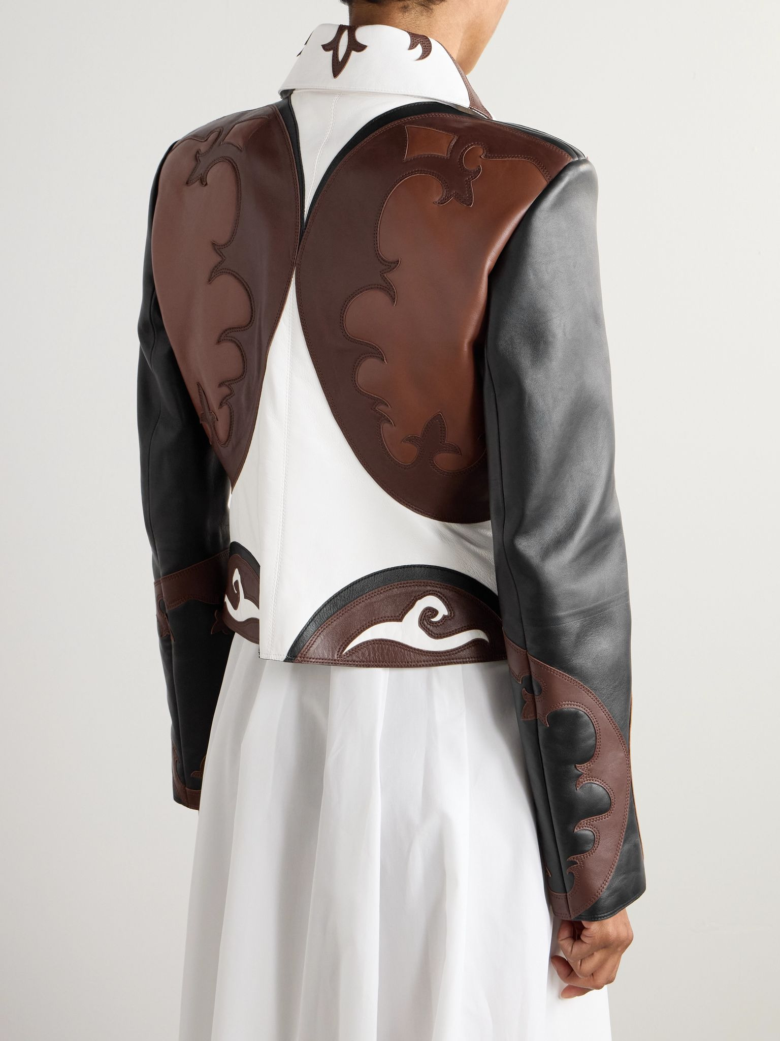 Albie paneled leather jacket Brown - 4
