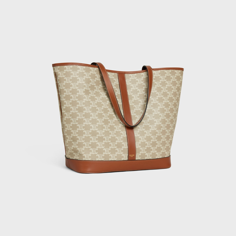 CELINE MEDIUM CABAS in Triomphe Canvas and calfskin outlook