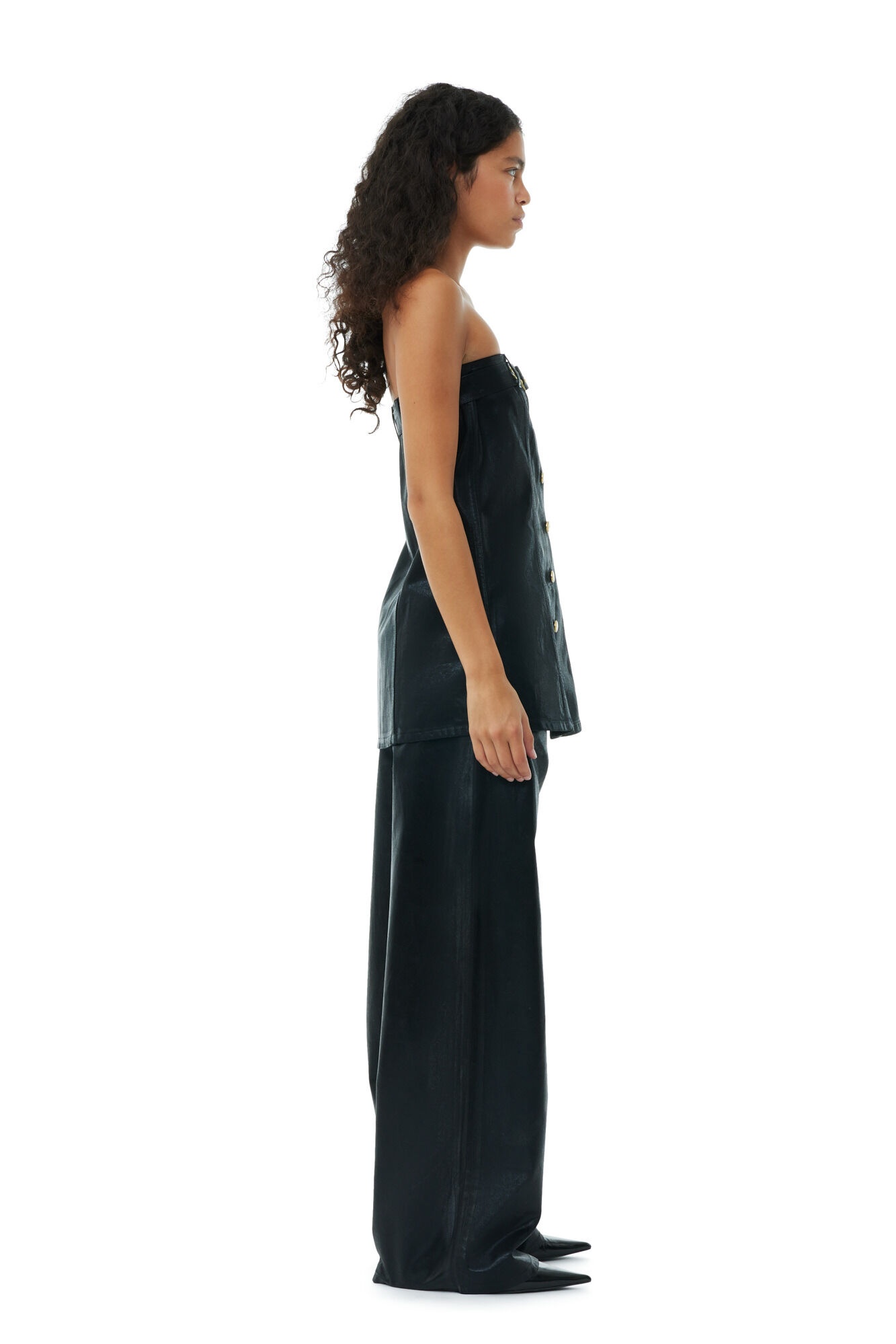 BLACK FOIL DENIM CORSAGE - 5