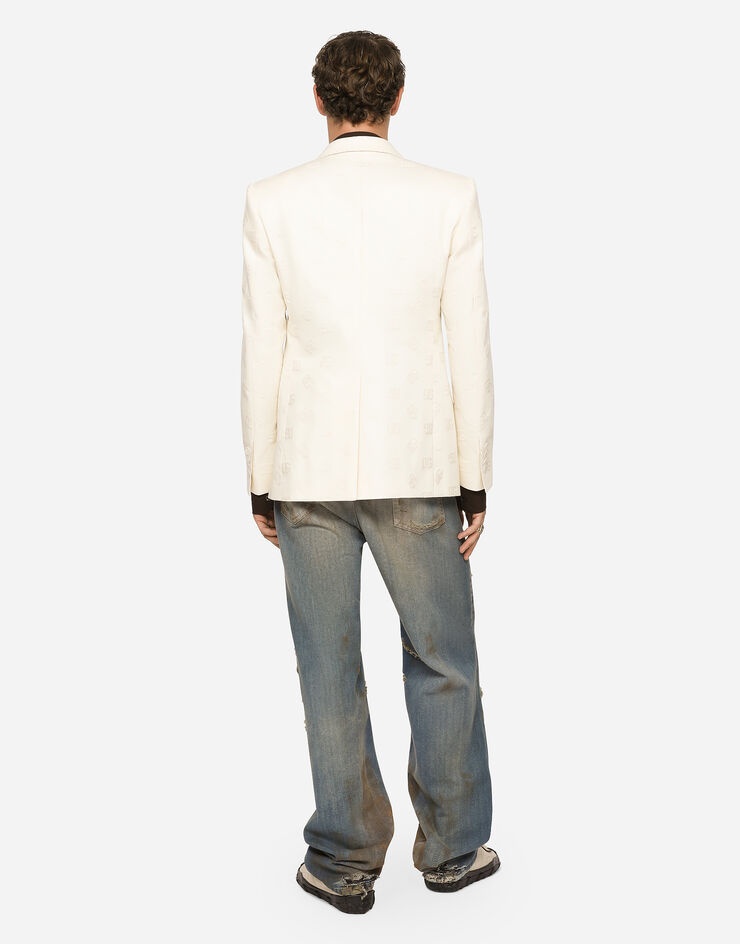 Blue denim straight-leg jeans with rips - 3