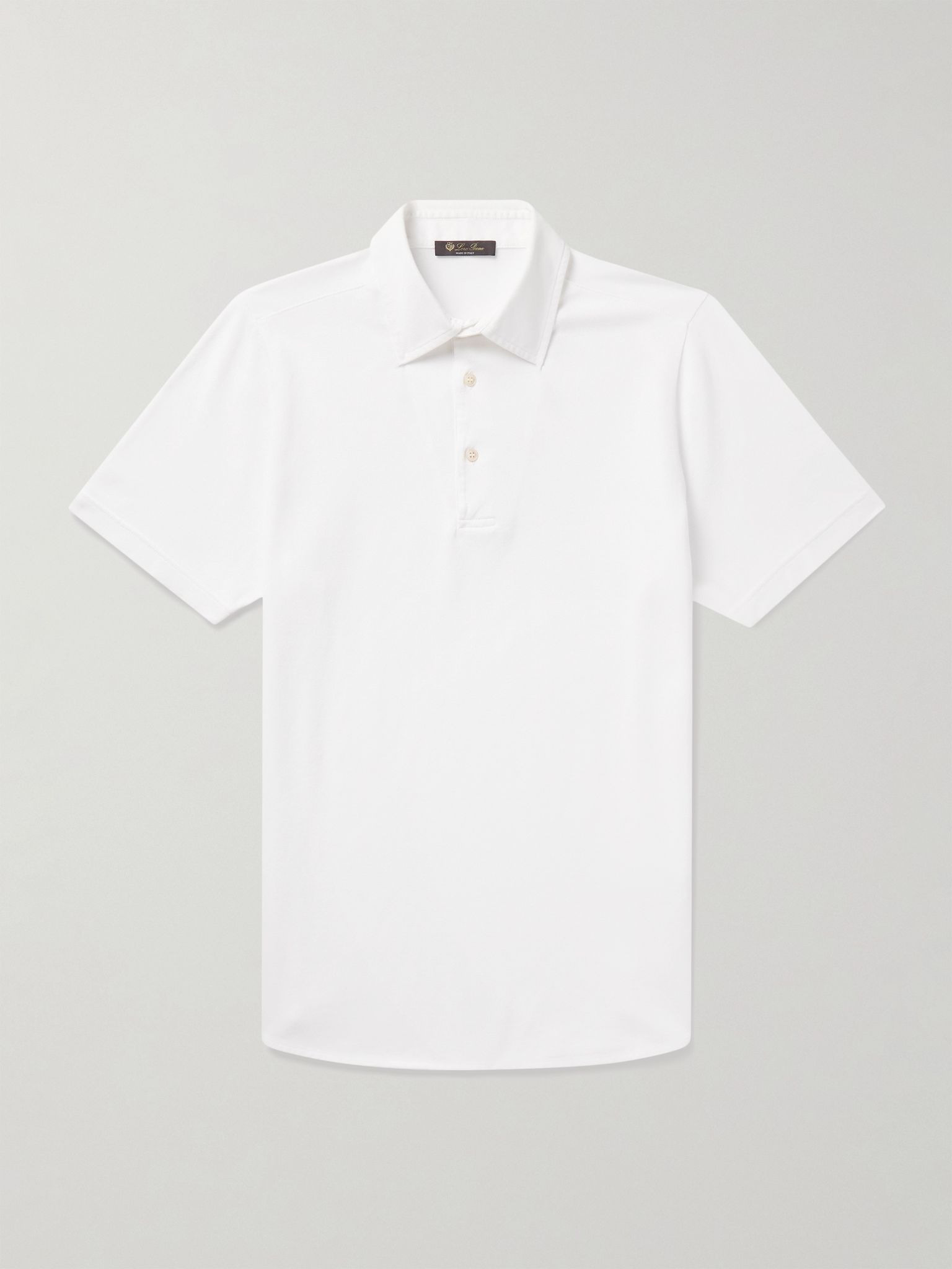 Cotton-Piqué Polo Shirt White - 1