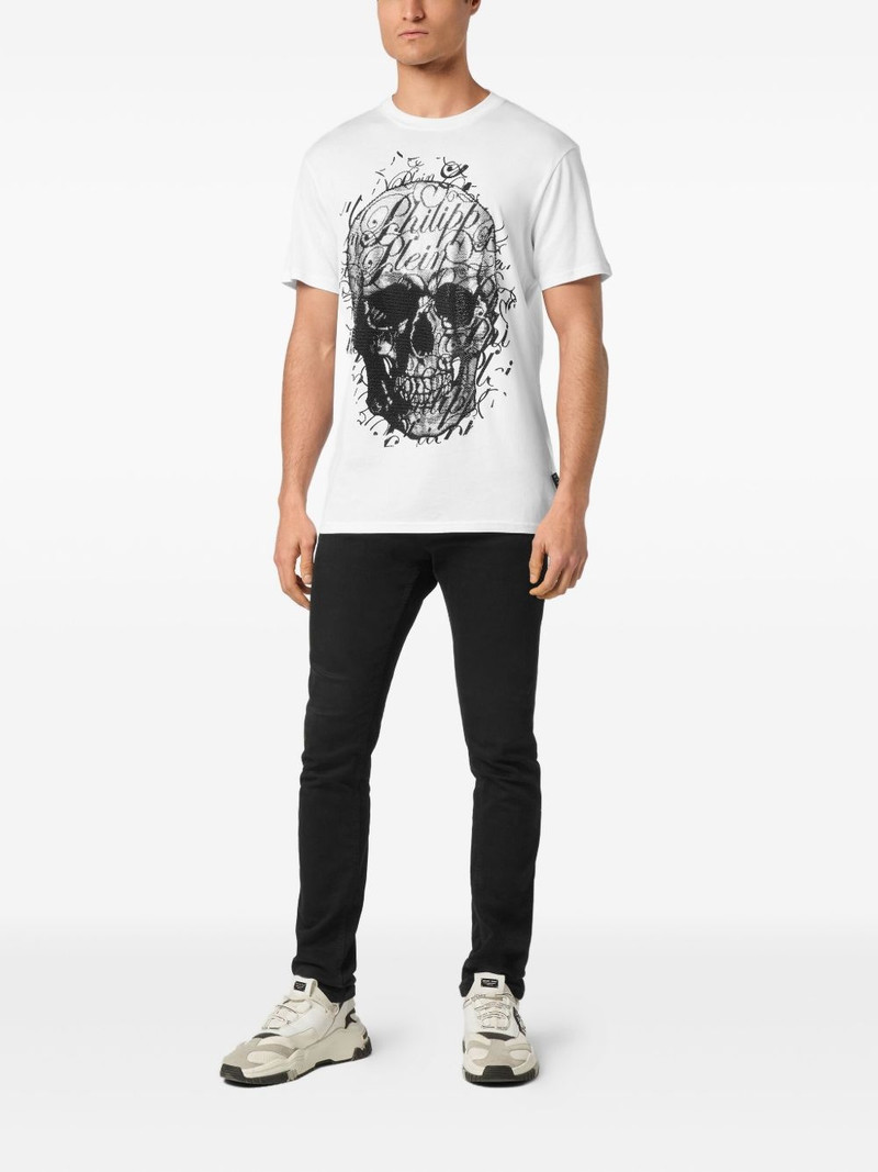 PHILIPP PLEIN Skull Coursive-embellished T-shirt outlook