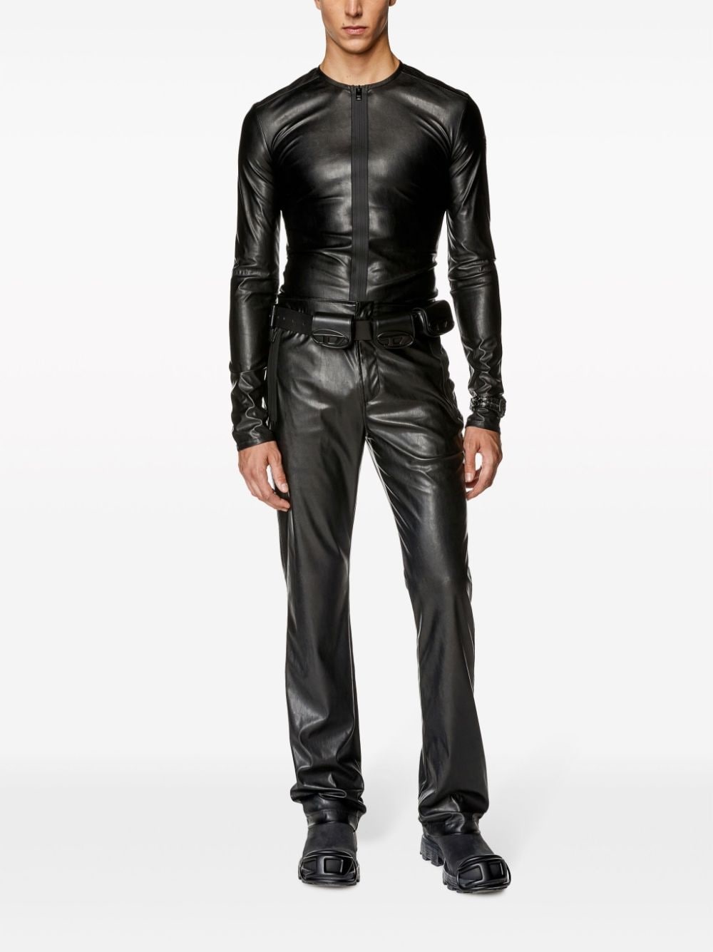 S-Nes faux-leather zip-up top - 2