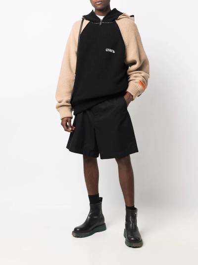 Heron Preston contrast-sleeve knitted hoodie outlook