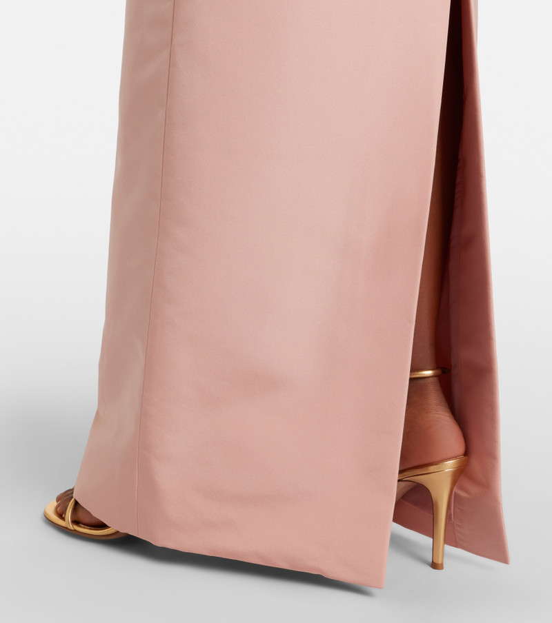 Bow-detail draped silk faille gown 4