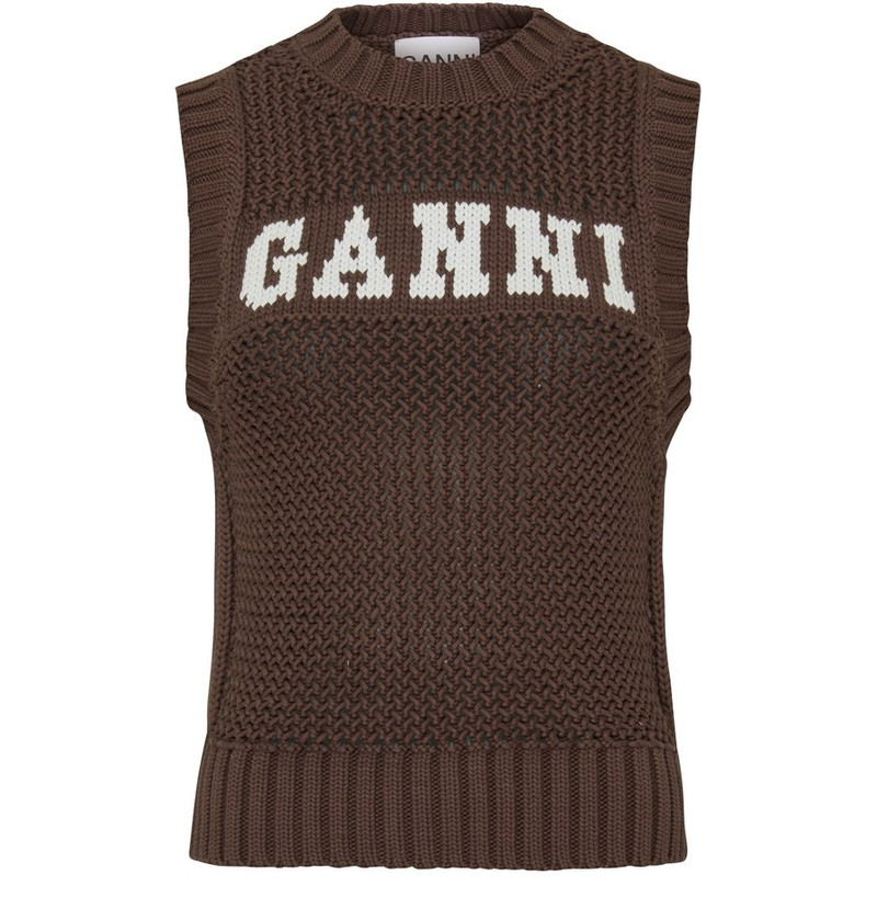 intarsia-knit logo organic-cotton blend vest 1