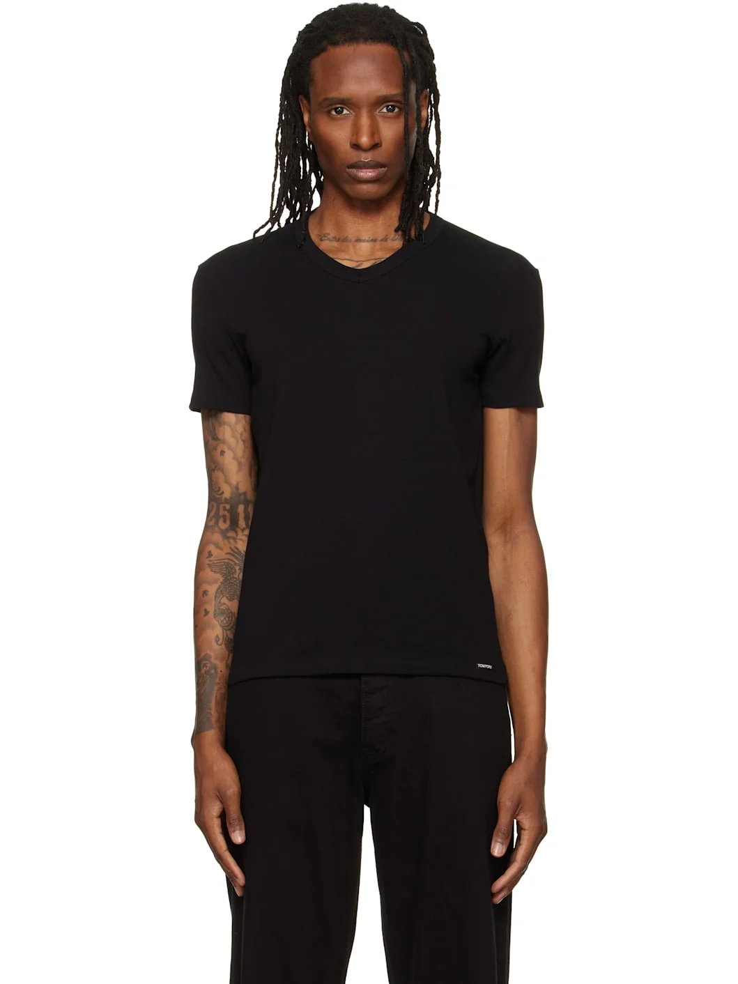 Black V-Neck T-shirt - 1