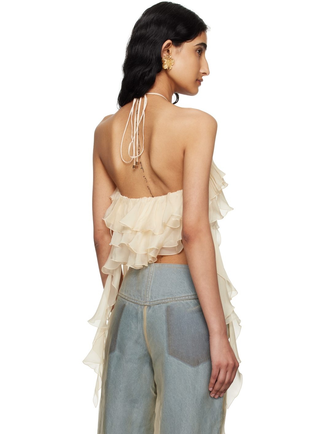 Beige Flounce Tank Top - 3