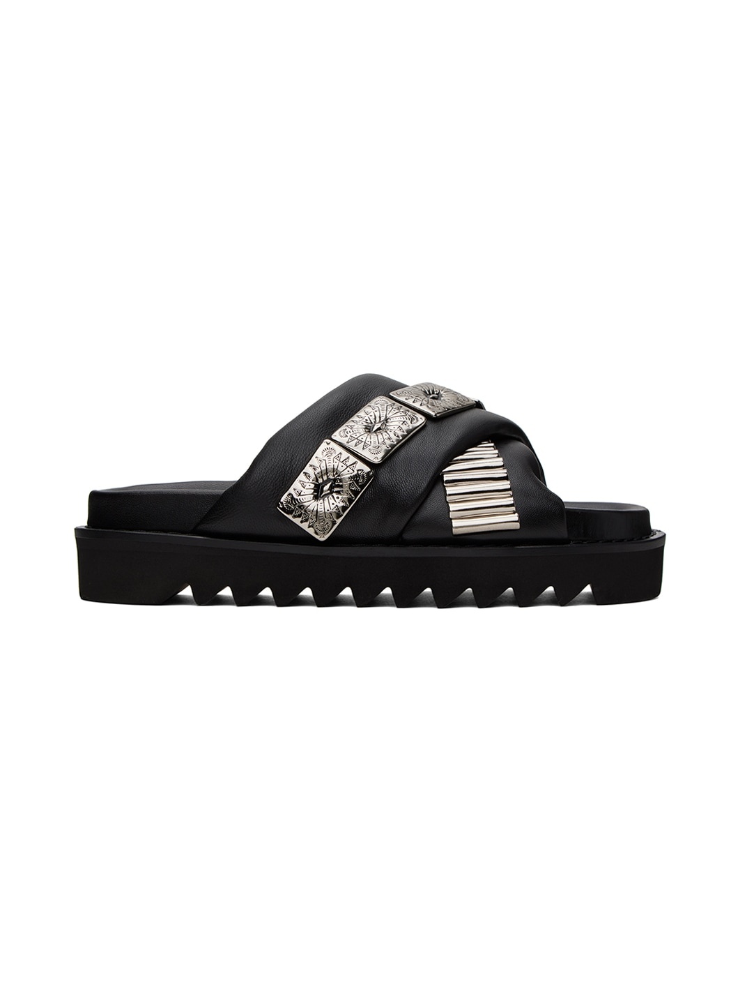 SSENSE Exclusive Black Leather Slippers - 1