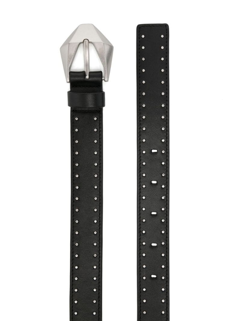 studded leather buckle belt - 2