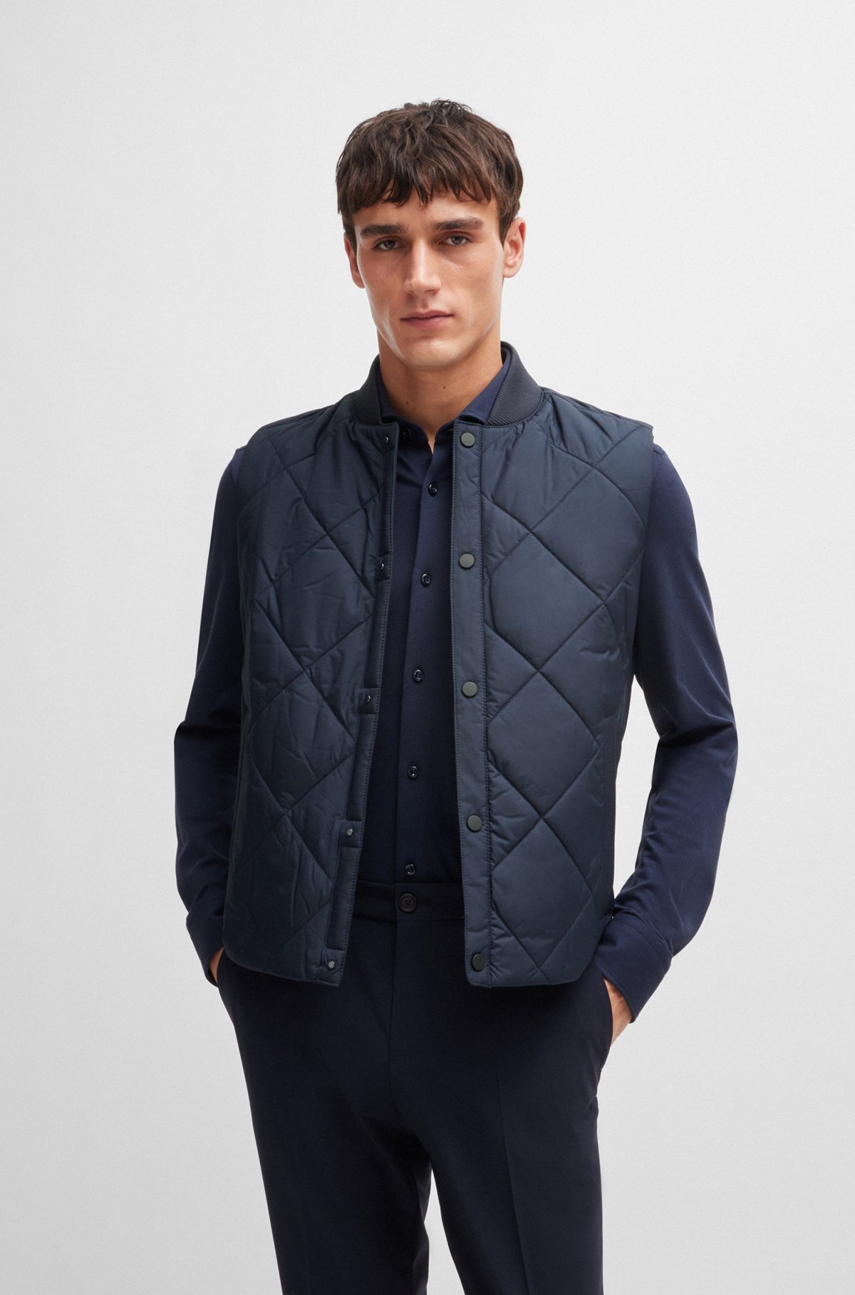 WATER-REPELLENT REGULAR-FIT GILET WITH DIAMOND QUILTING - 2