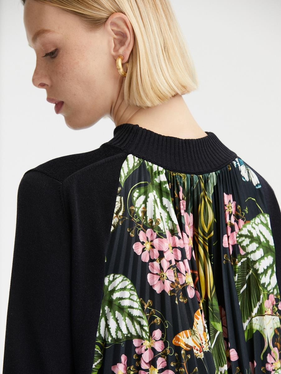 PLEATED JERSEY INSET PULLOVER - 5