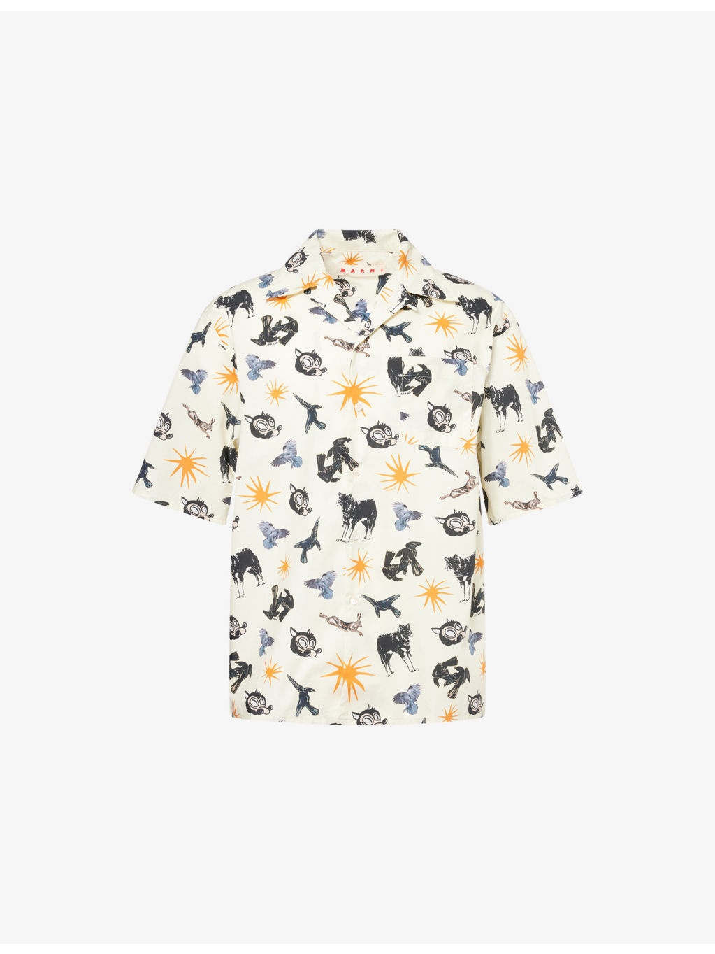 Notched-Collar Boxy-Fit Cotton Bowling Shirt - 1