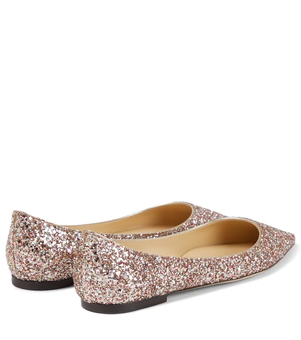 SSENSE Exclusive Pink & Gold Coarse Glitter Romy Flats - 5