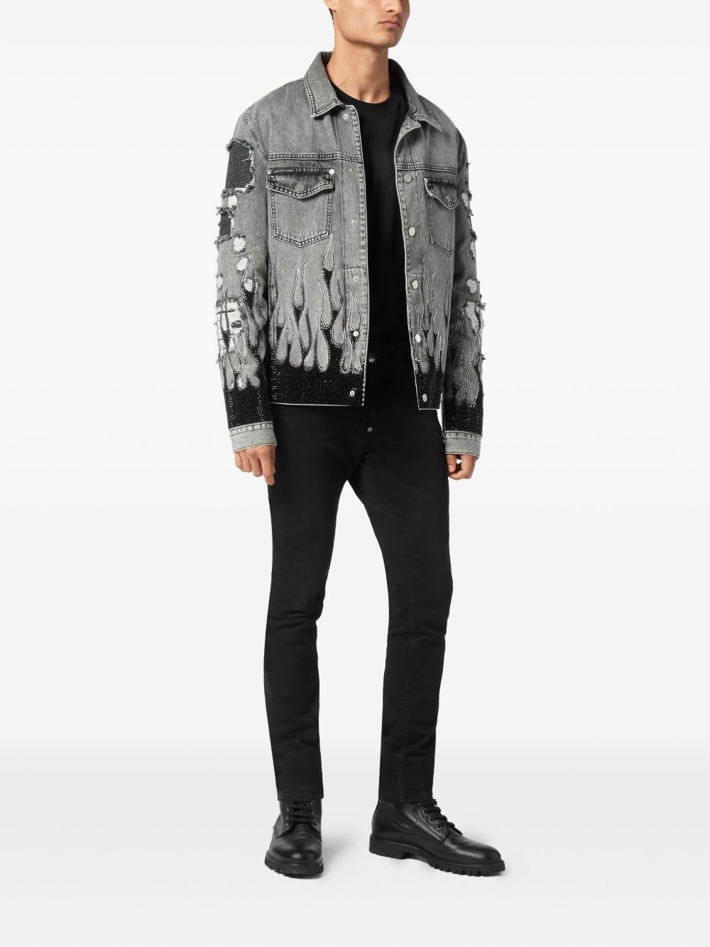 Strass Flame oversize denim jacket - 2