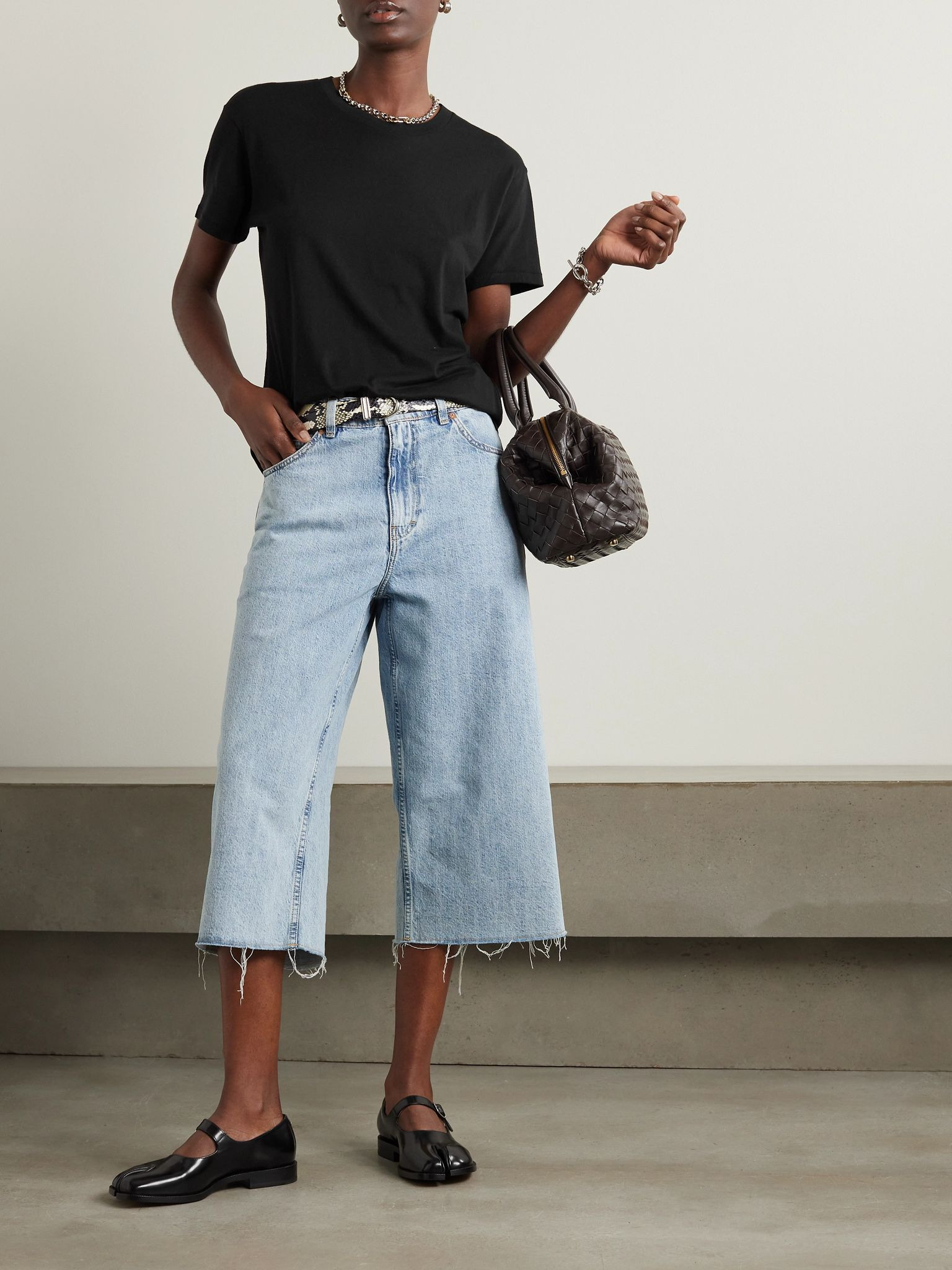 Boyfriend cotton and modal-blend jersey T-shirt Black - 2