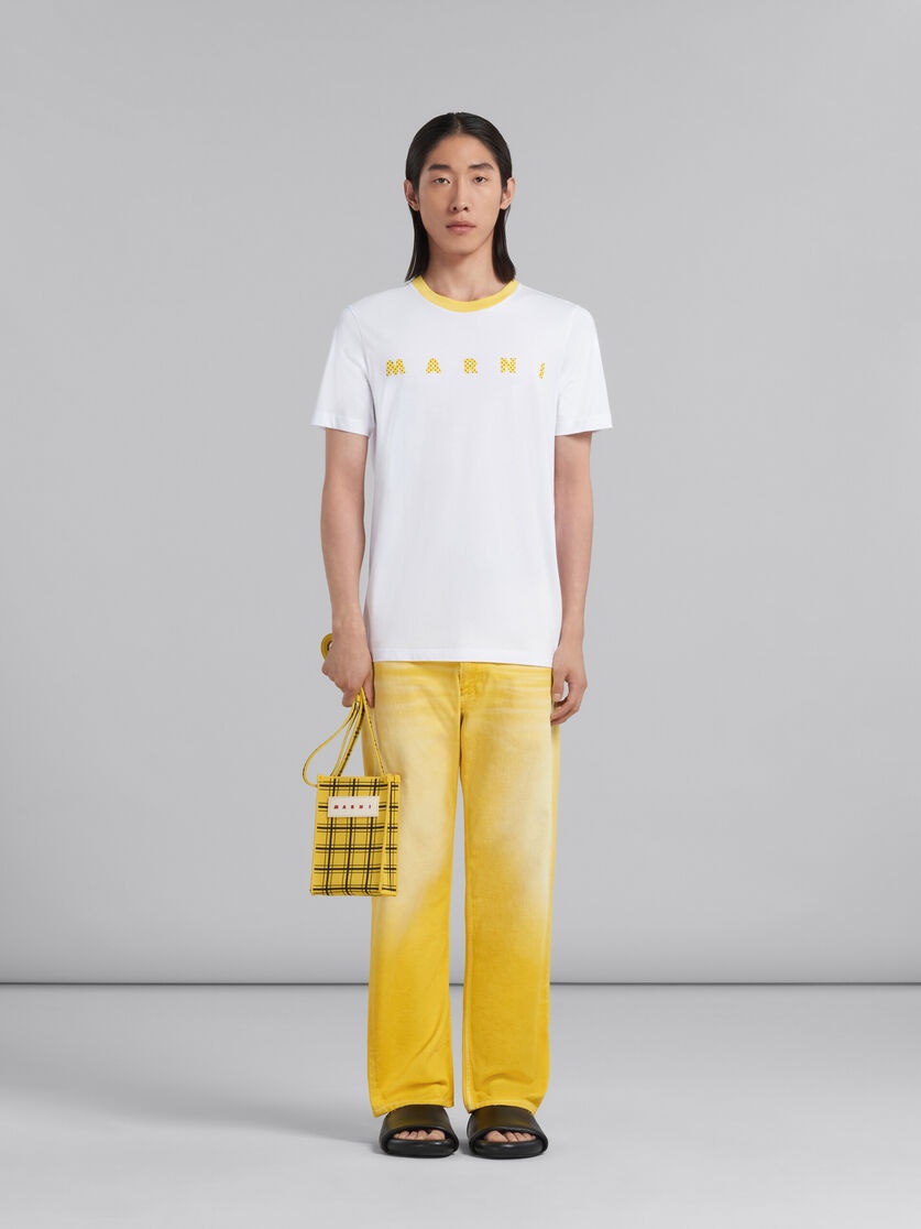 YELLOW AND BLACK JACQUARD CHECK MINI SHOULDER BAG - 2